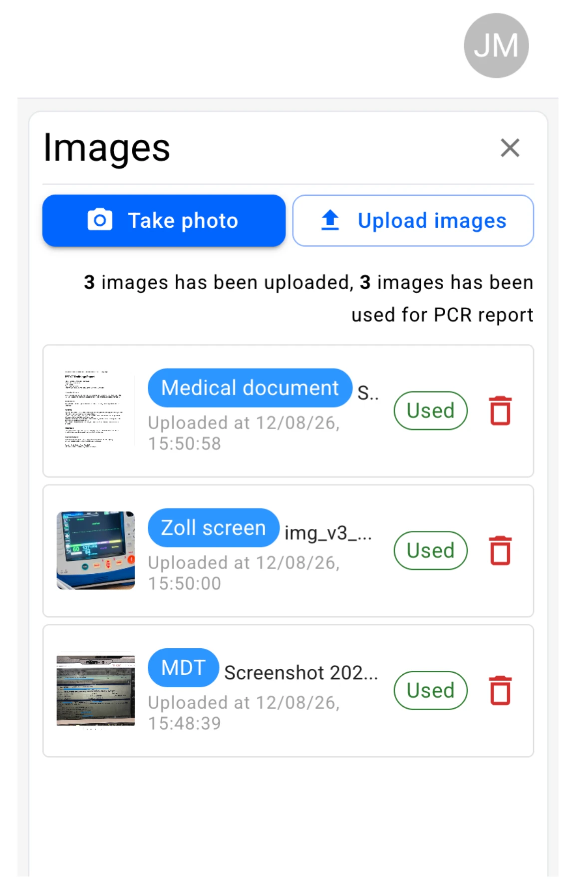 Captured inputs — medication list, document, handwriting, vitals