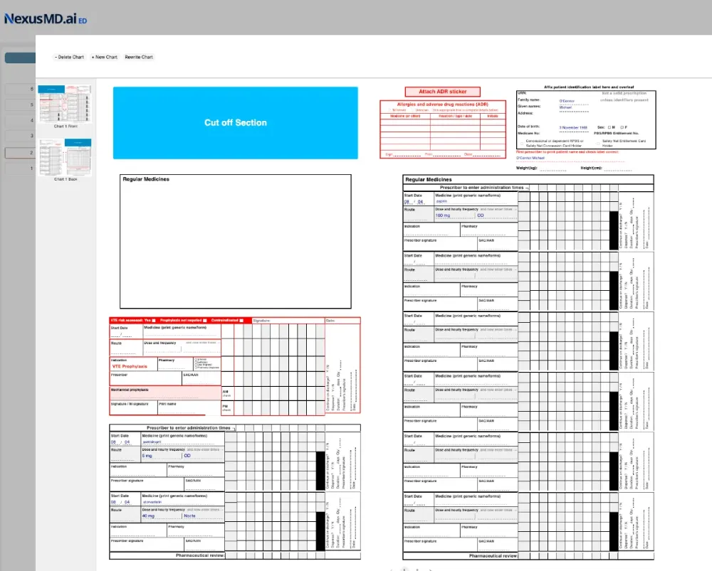 Drug Chart interface