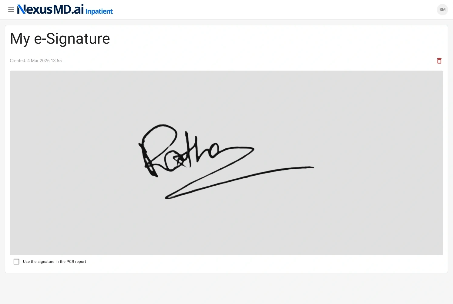 eSignature on finalized note